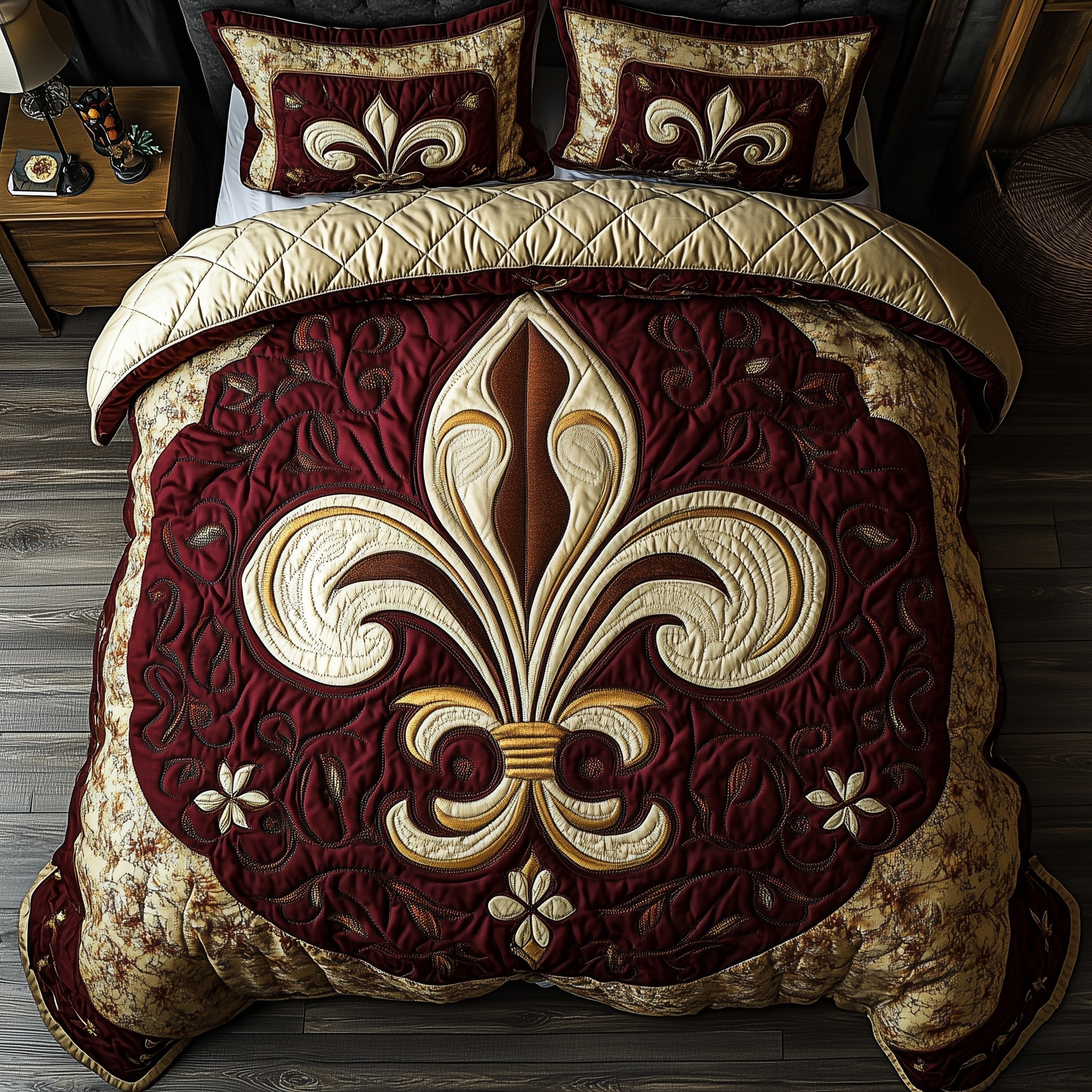 Fleur de lis Quilted Bedding Set Best King Bed Sheets Mardi Gras Gift Shop