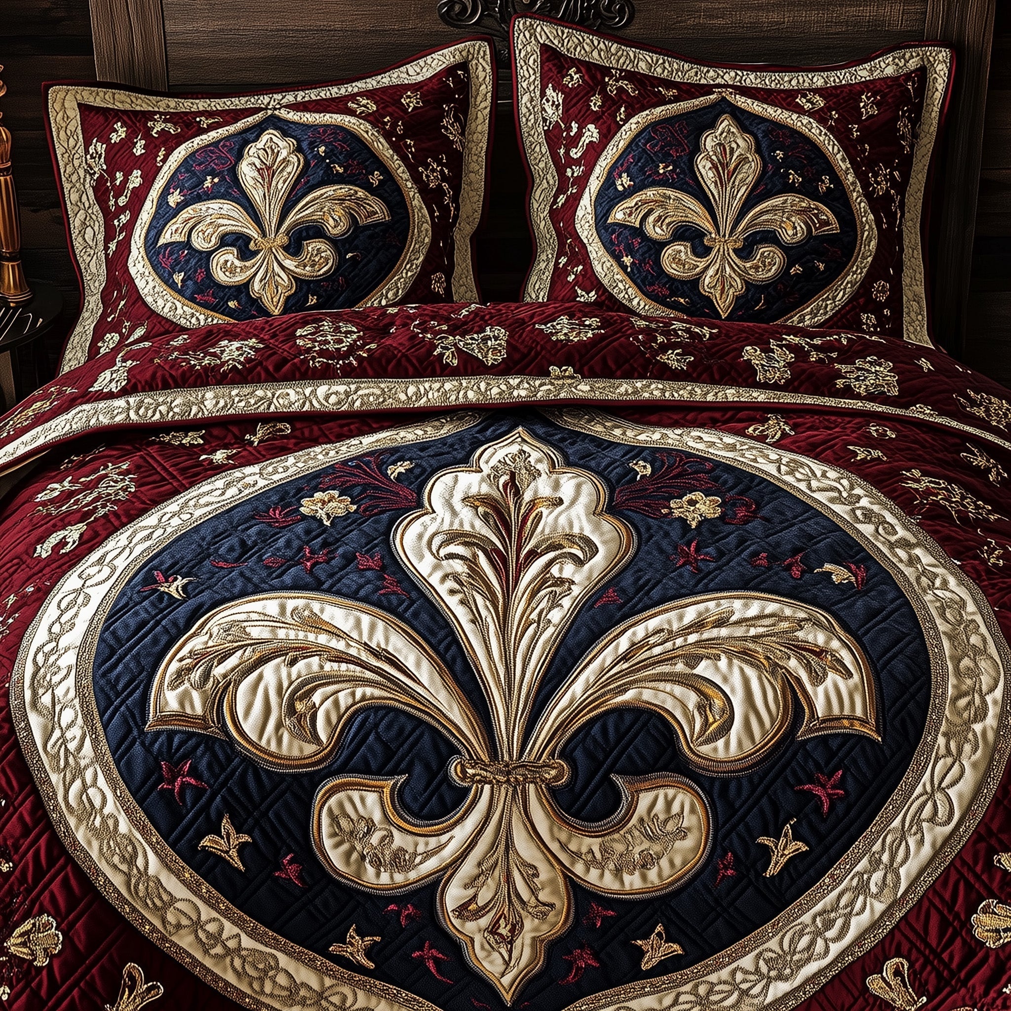 Fleur de lis Quilted Bedding Set Comforter Sets Mardi Gras Hostess Gifts