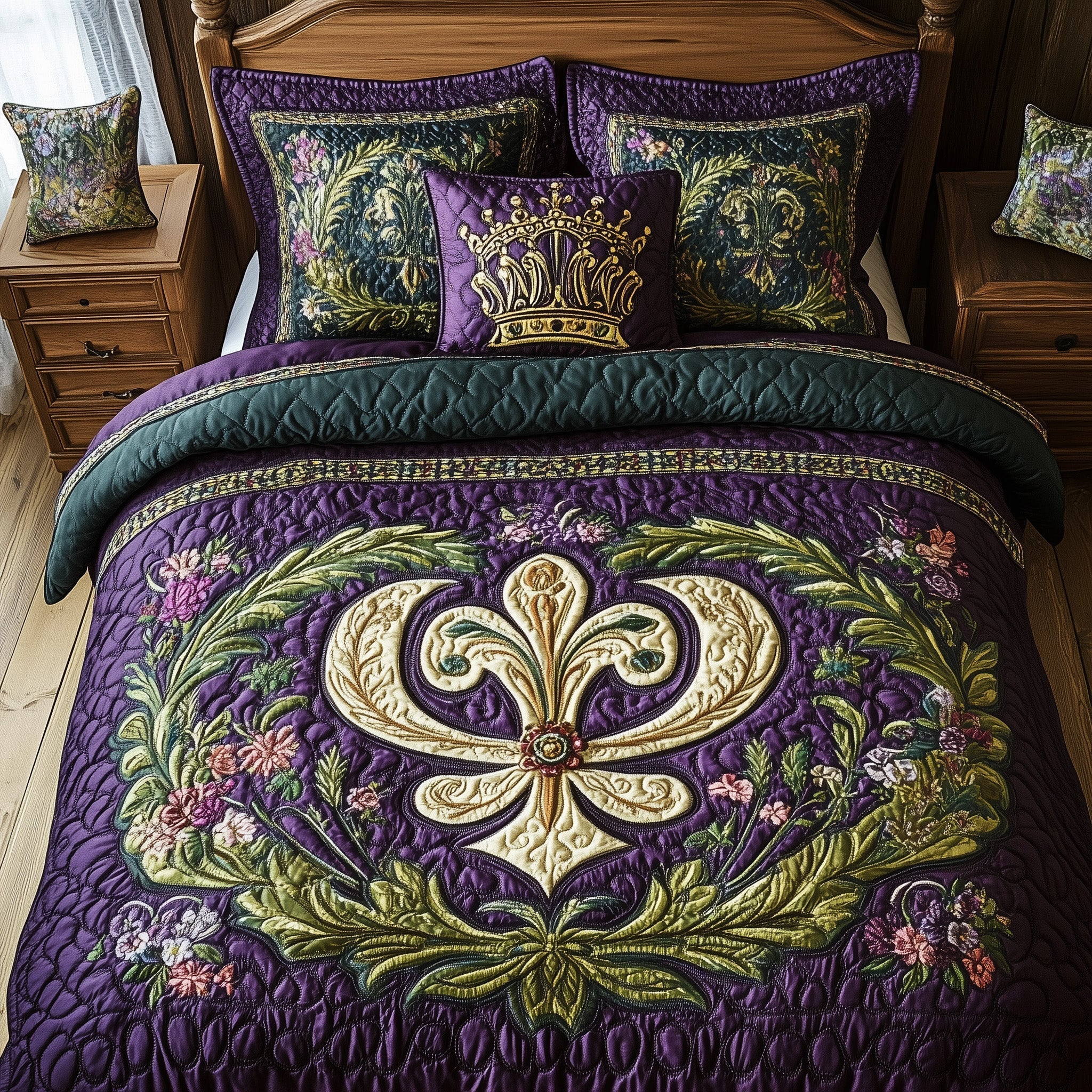 Fleur de lis Quilted Bedding Set Unique Bed Sheet Set Mardi Gras Gift Ideas
