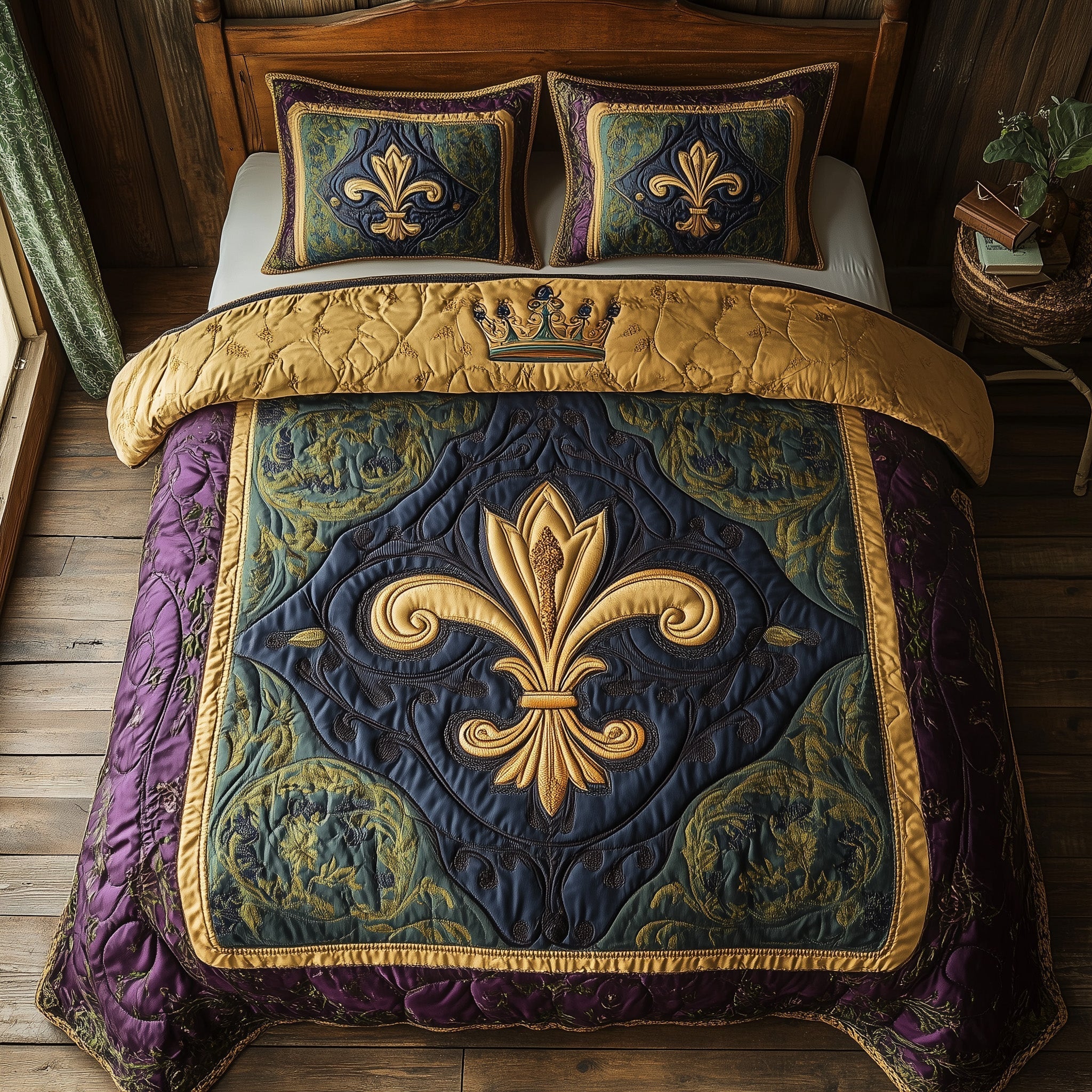 Fleur de lis Quilted Bedding Set Unique Sheet Sets Mardi Gras King Gifts