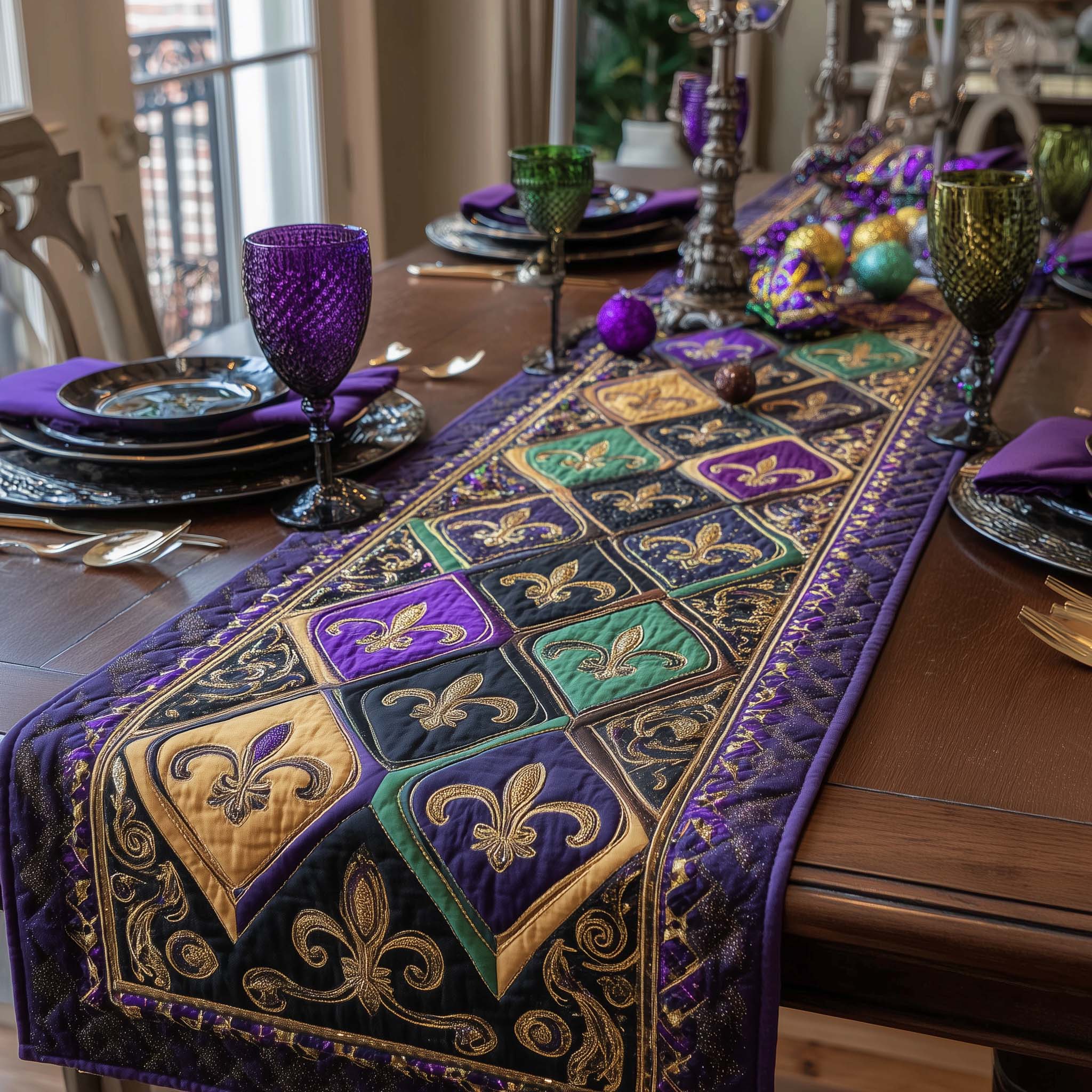 Fleur De Lis Quilted Table Runner Holiday Table Runners Mardi Gras Gift Shop