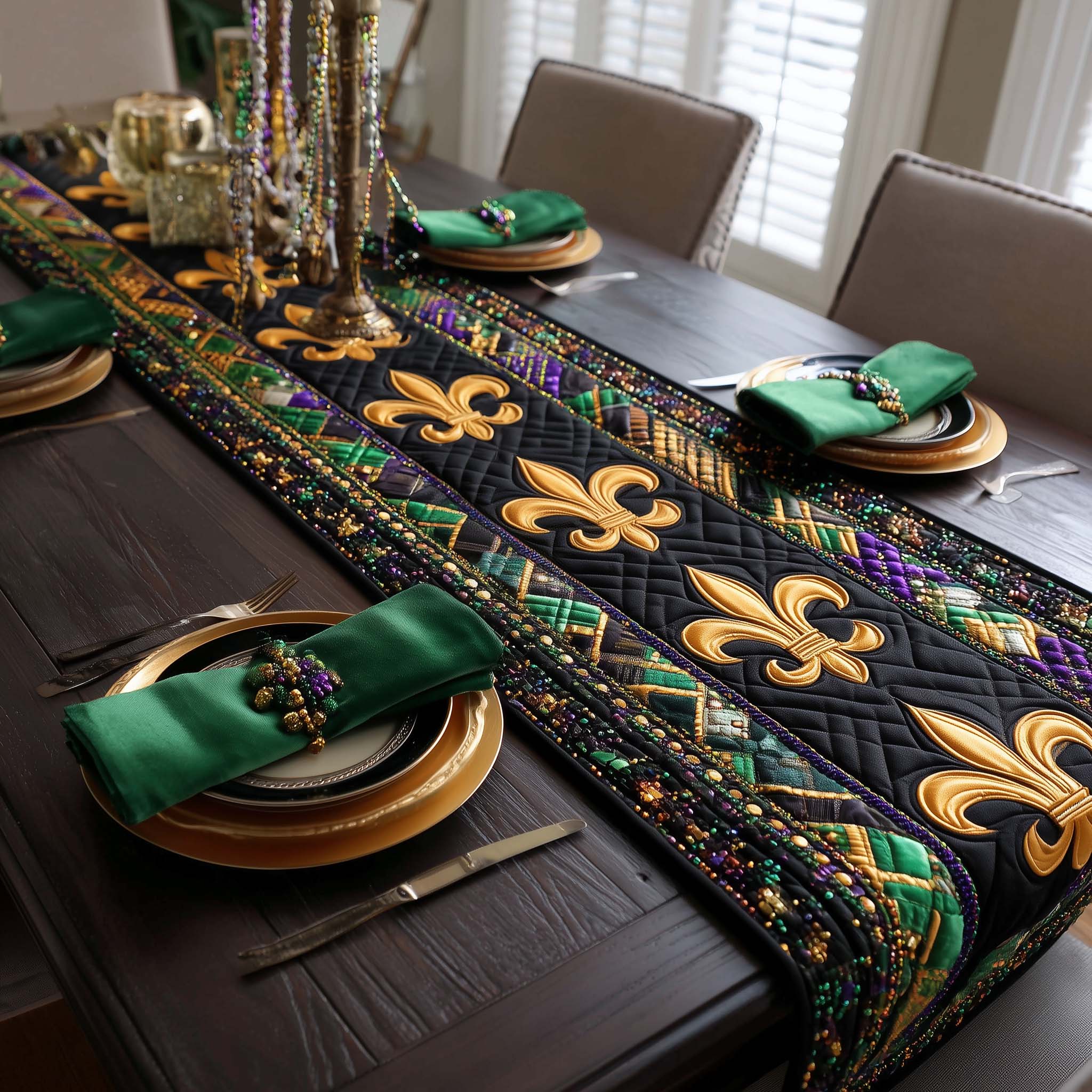 Fleur De Lis Quilted Table Runner Kitchen Table Decor Ideas Mardi Gras Gifts For Him