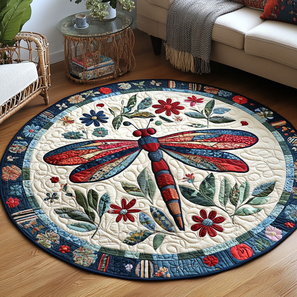 Flight of Fantasy Quilted Round Mat Small Round Carpet Rugs Birthday Presents For Dragon Lovers