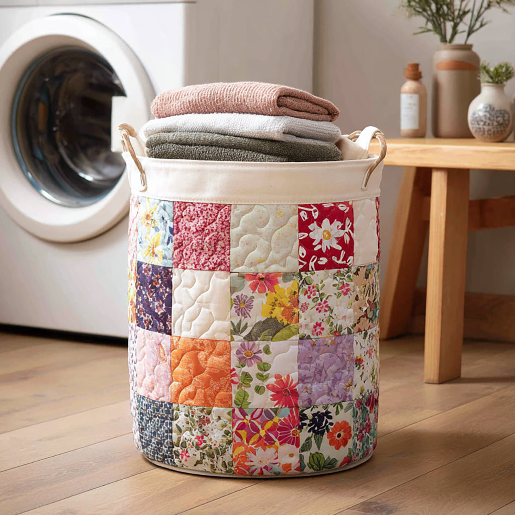 Flora Flower Quilted Laundry Basket Clothes Basket Mothers Day Gift For Daughter