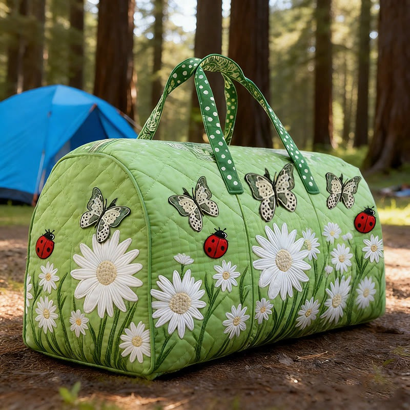 Floral And Butterfly Quilted Duffle Bag Best Overnight Bag Gift For Her