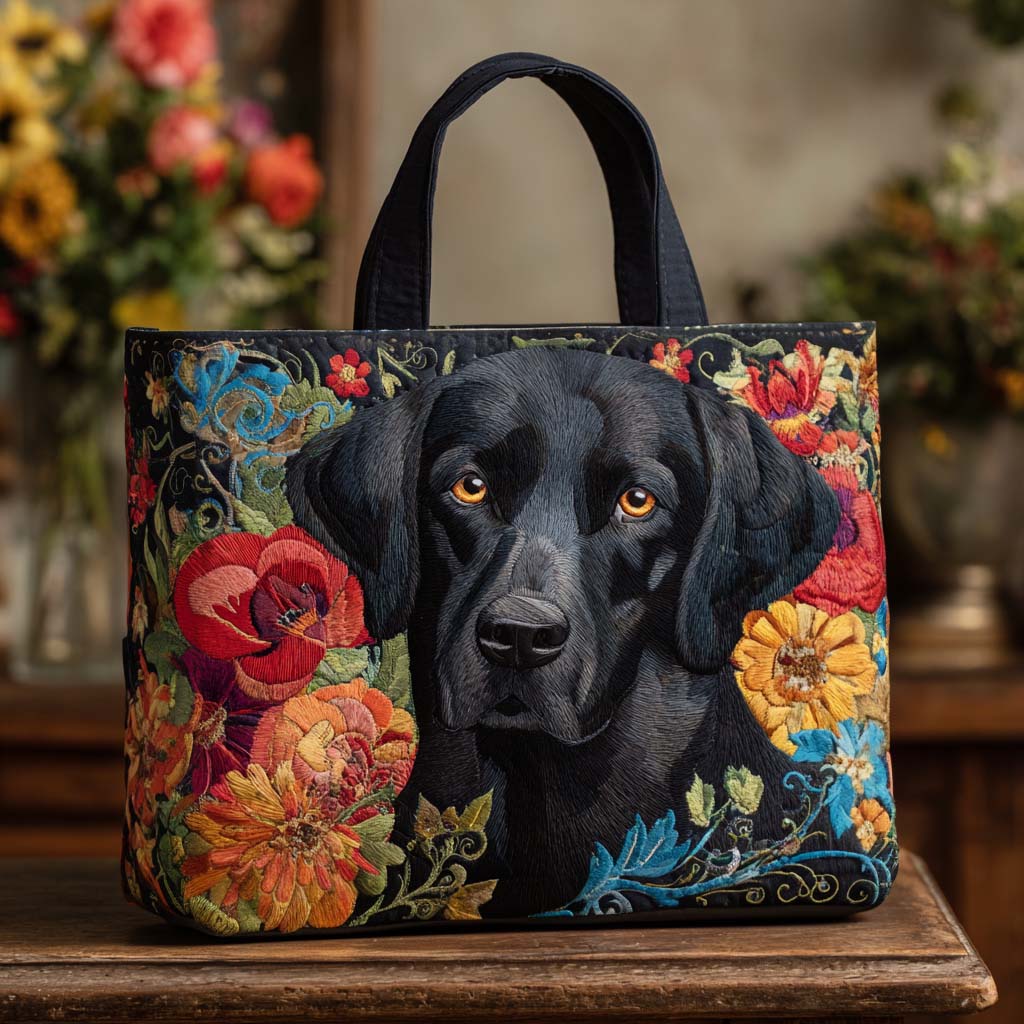 Floral Black Lab Quilted Tote Bag Best Mom Tote Bag Best Moms Day Gifts