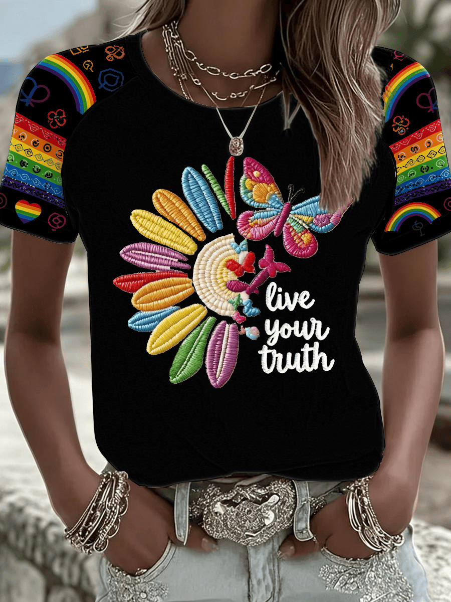 Floral Butterfly LGBTQ Live Your Truth Shirt Unique Pride Month Merch Gift For Her