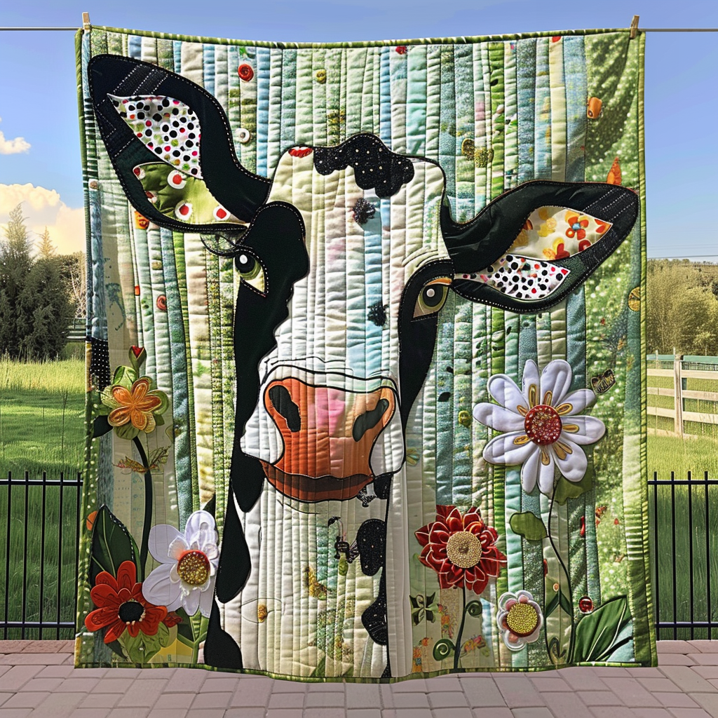 Floral Cow Quilted Blanket Bedroom Decorations Mothers Day And Fathers Day Gifts