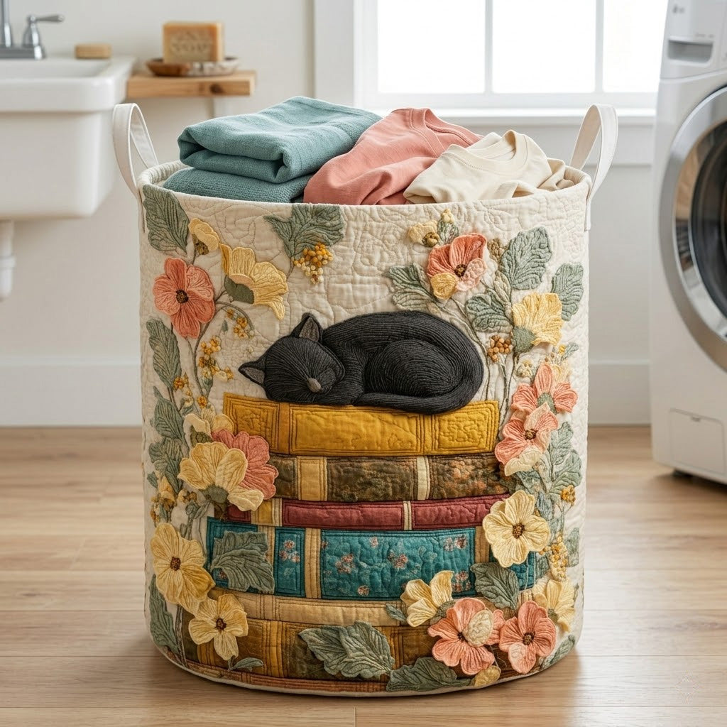 Floral Doze Quilted Laundry Basket Home Decor Styles Cat Related Presents