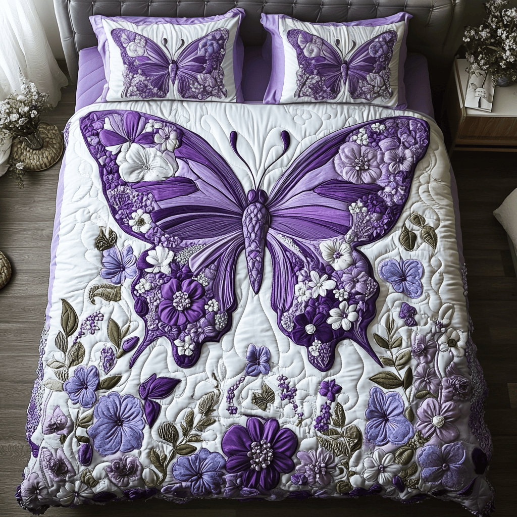Floral Drift Quilted Bedding Set Best Bed Sheet Set Awesome Butterfly Gifts