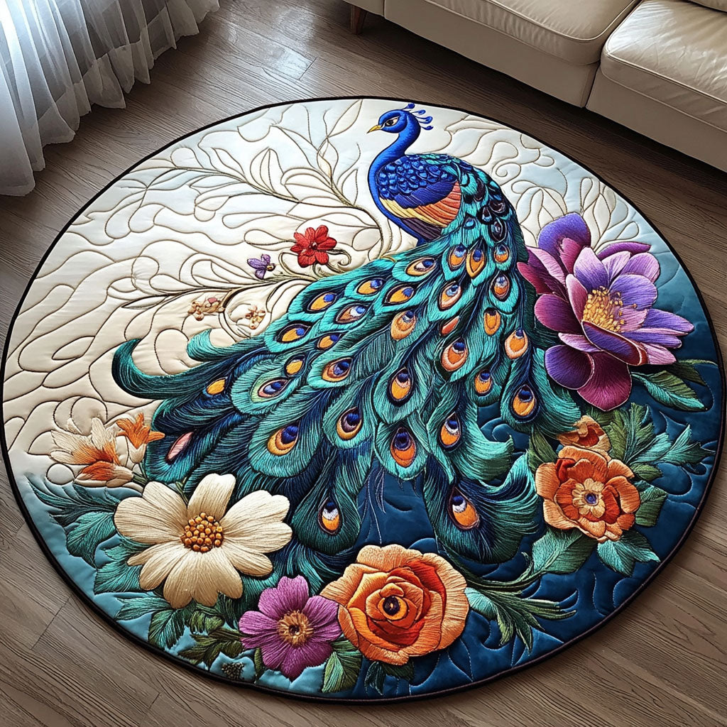 Floral Elegance Quilted Round Mat Round Carpet Mats Fathers Day Gifts Special