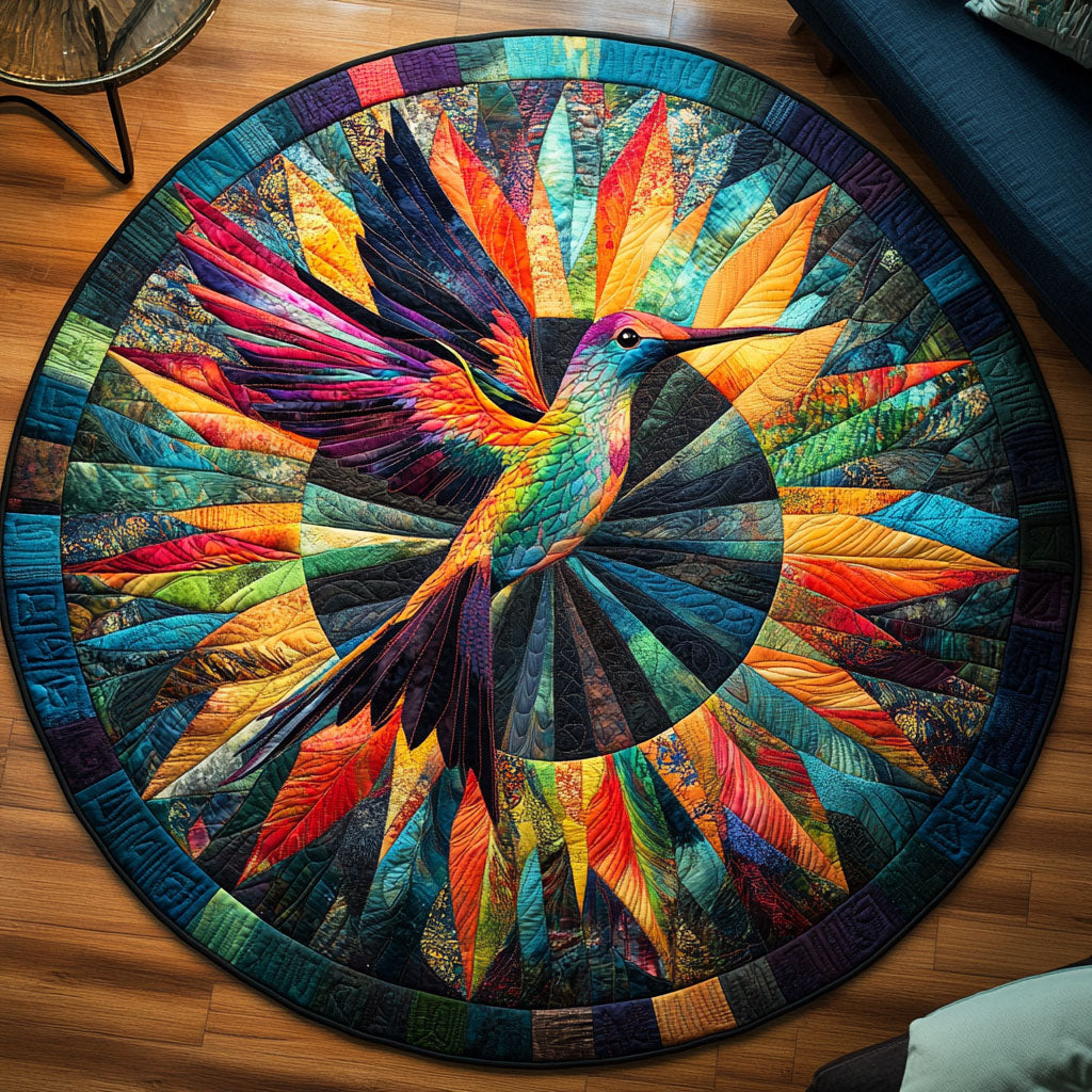 Floral Flight Quilted Round Mat Round Matts Gifts For Hummingbird Lovers