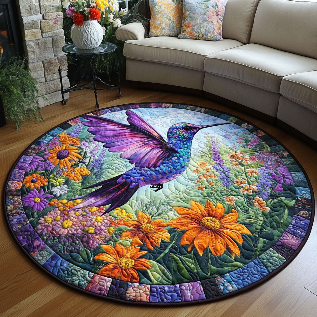 Floral Flutter Quilted Round Mat Circle Rugs Large Gifts For Busy Moms