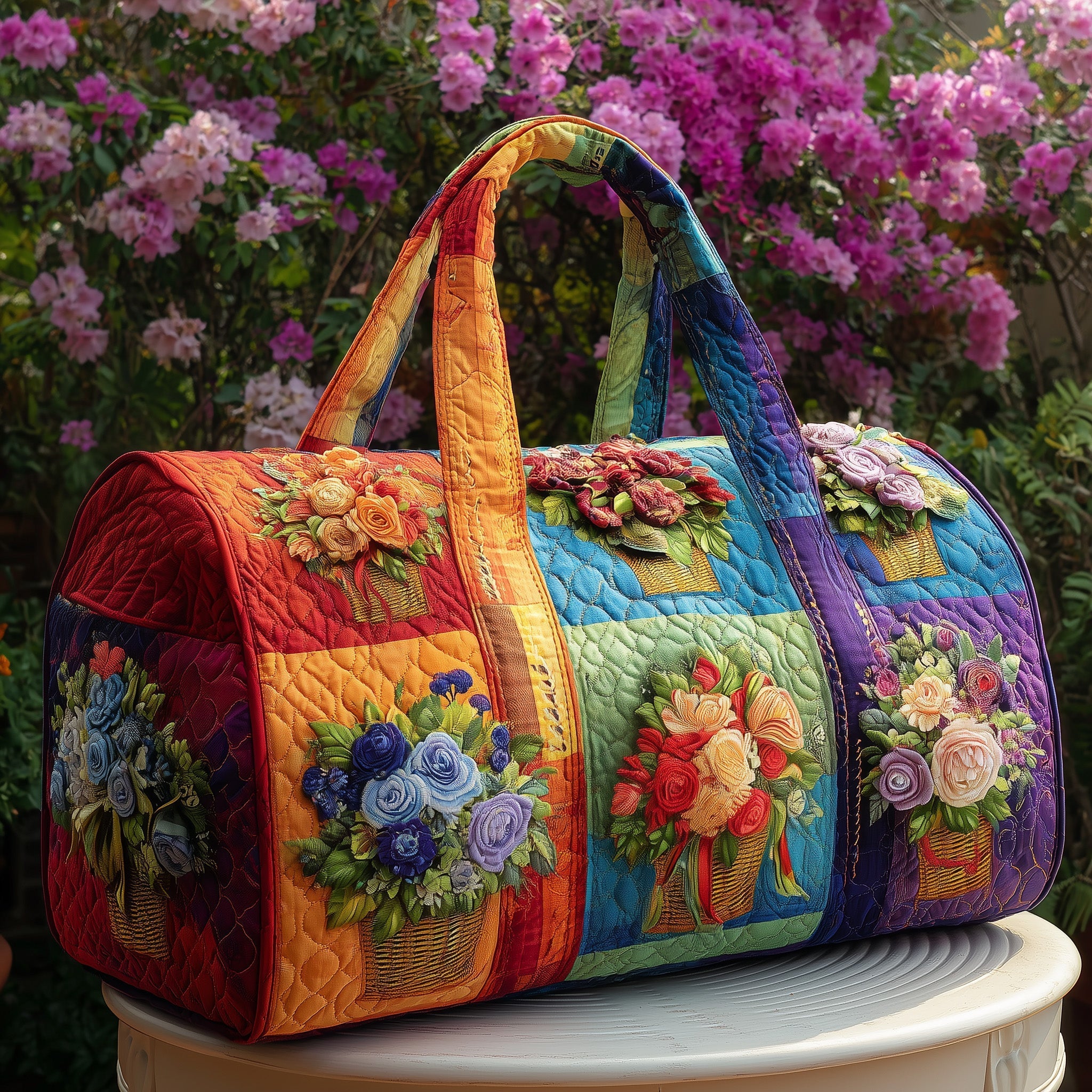 Floral Garden Quilted Duffle Bag Duffel Weekender Bag Mothers Day Present Ideas