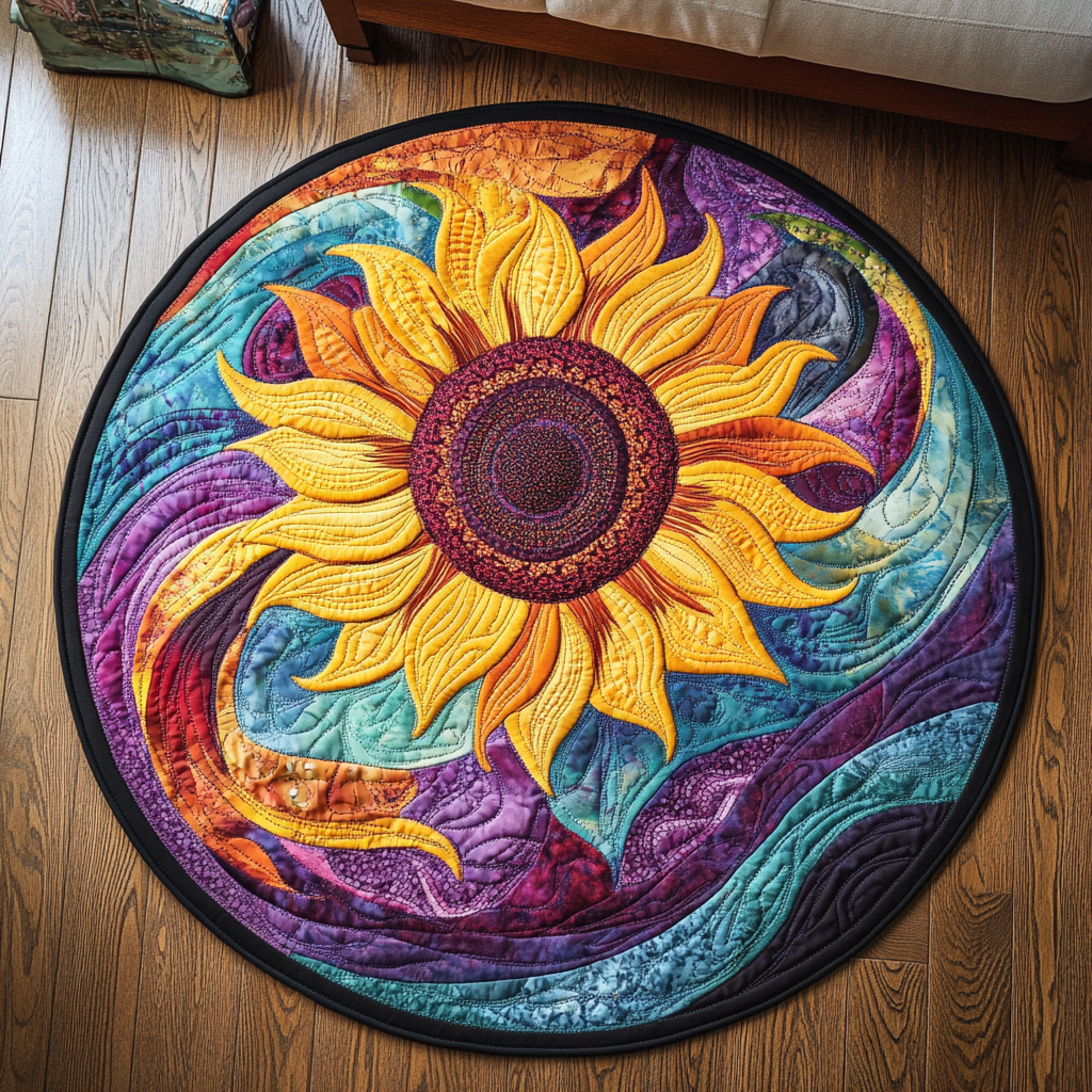 Floral Glow Quilted Round Mat Round Mats For Sale Cool Mothers Day Gifts