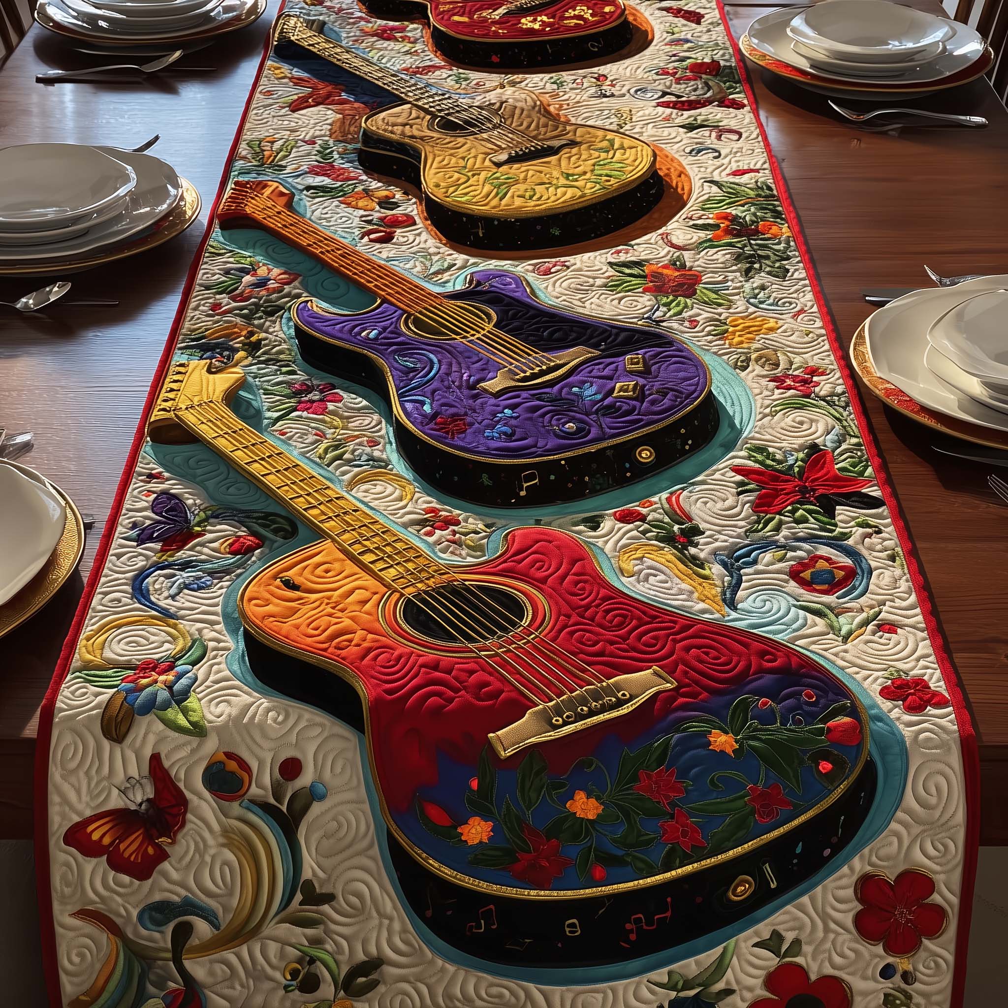 Floral Guitars Quilted Table Runner Dining Table Decor Target Mother's Day Gifts
