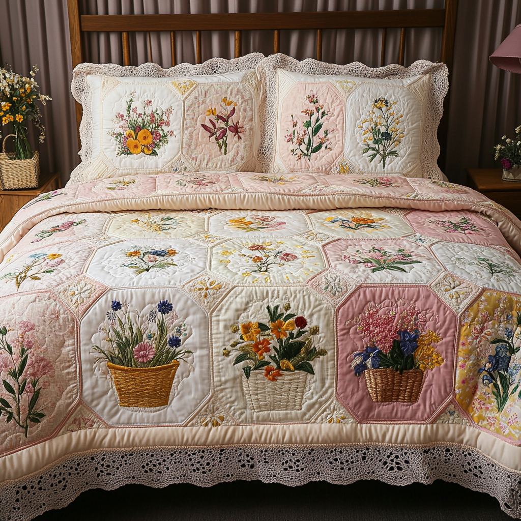 Floral Harmony Quilted Bedding Set Cute Bed Sheets For Teens Sunflower Birthday Gifts
