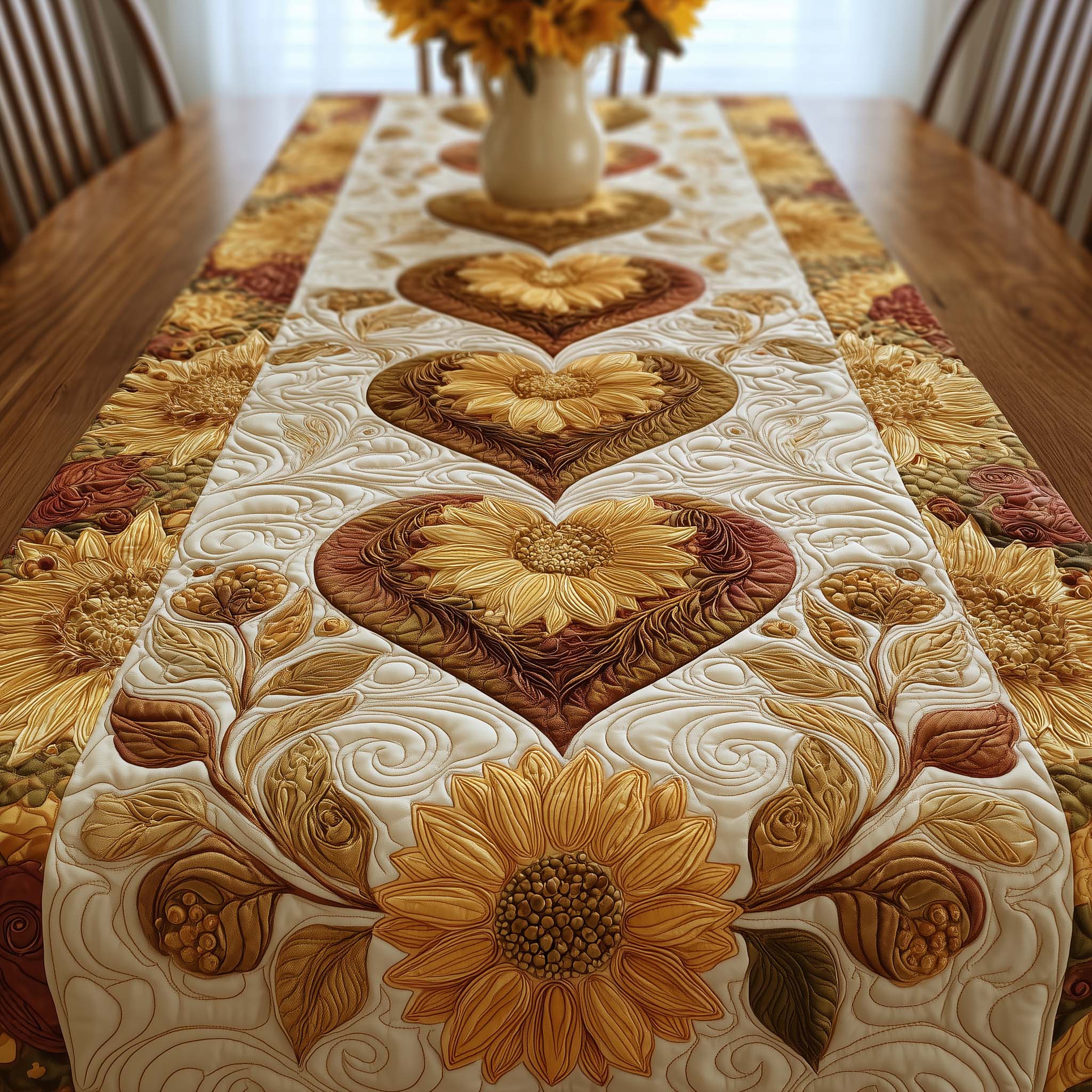 Floral Heart Quilted Table Runner Heart Table Decor Good Valentine Day Gifts