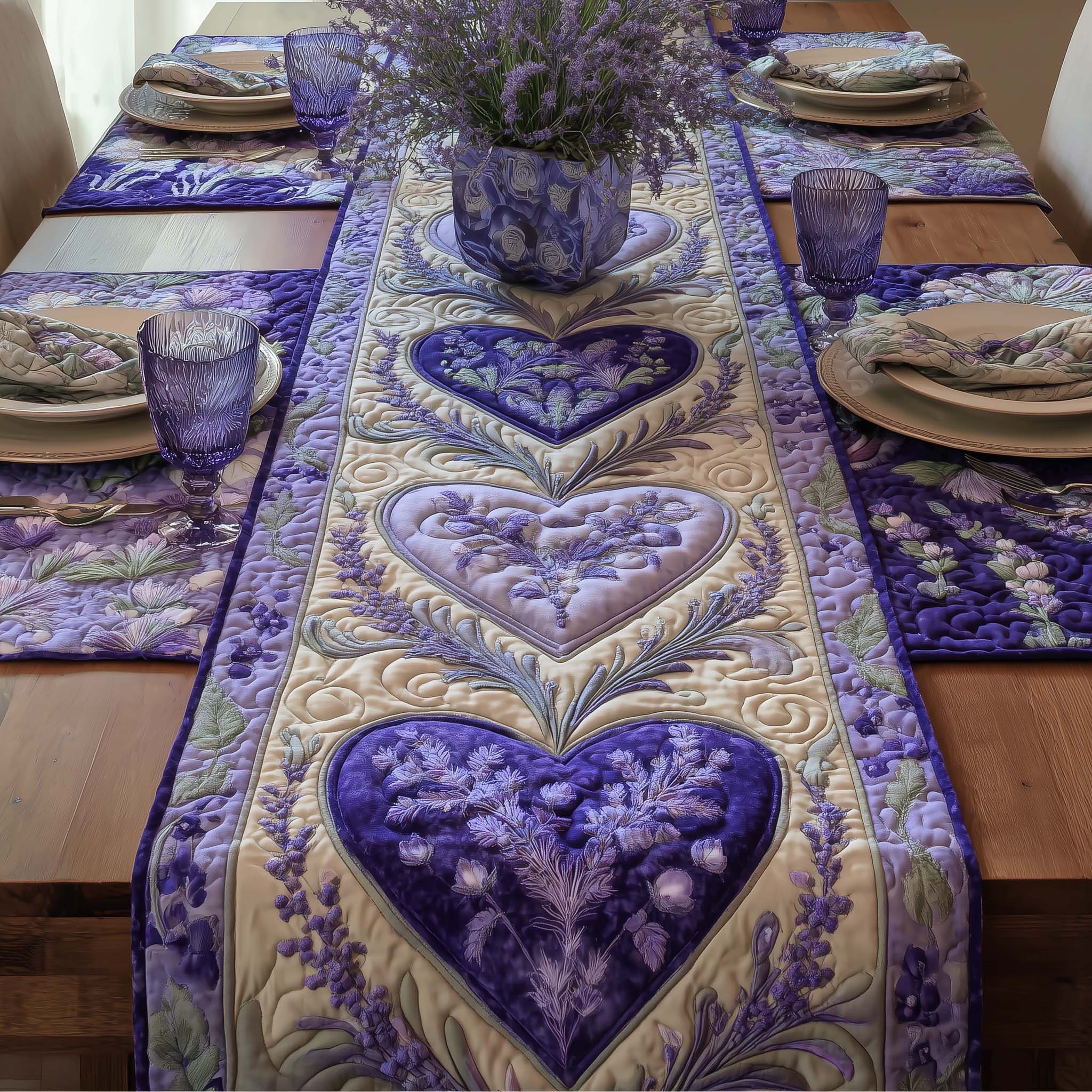 Floral Heart Quilted Table Runner Valentine Table Ideas Valentine Day Gifts For Her
