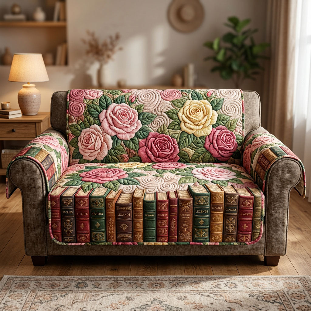 Floral Library Quilted Sofa Cover Nice Sofa Covers Great Book Lover Gifts