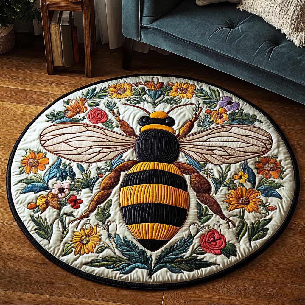 Floral Majesty Quilted Round Mat Large Round Rugs Bee Items Gifts