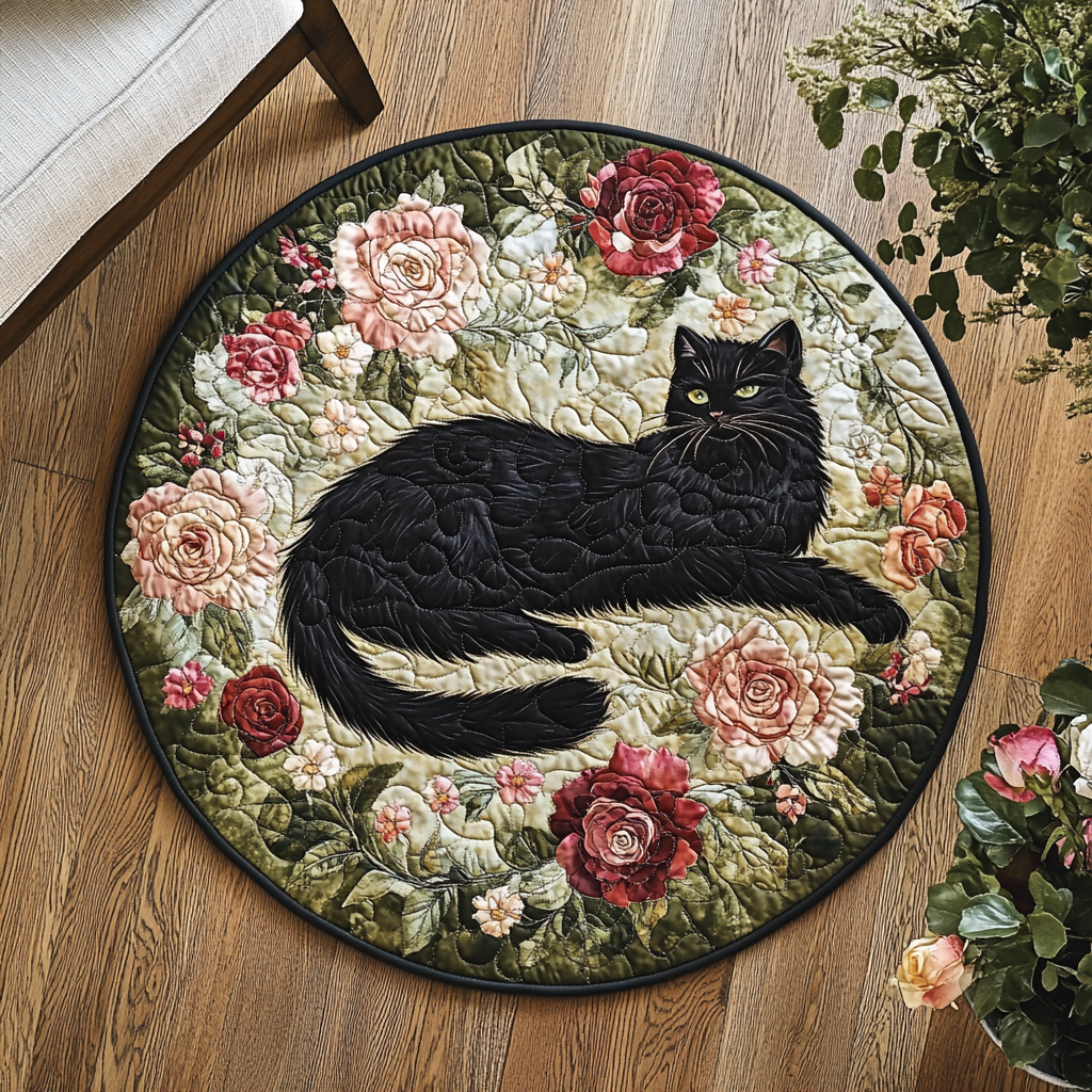 Floral Paws Quilted Round Mat Family Room Furniture Ideas Presents For Cat People