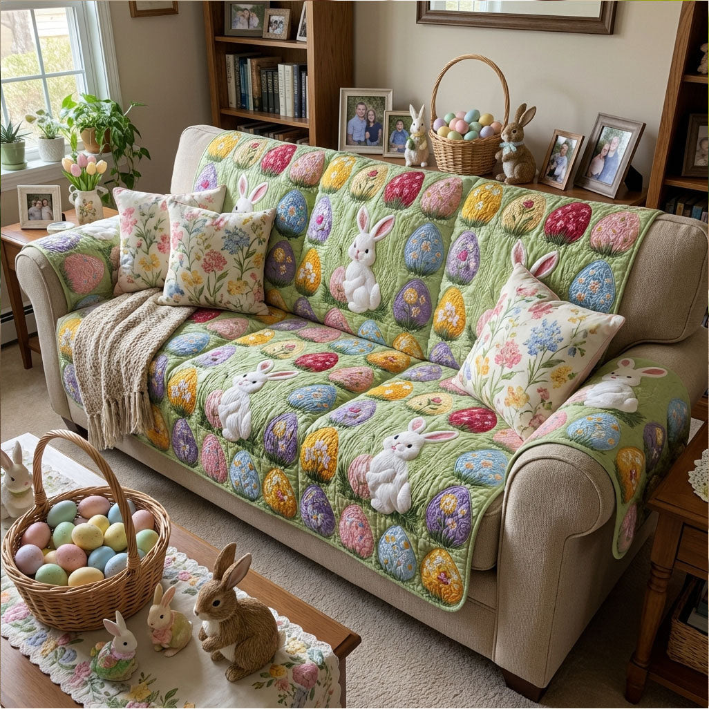 Floral Spring Whisper Quilted Sofa Cover Sofa Couch Cover Happy Easter Holiday gifts