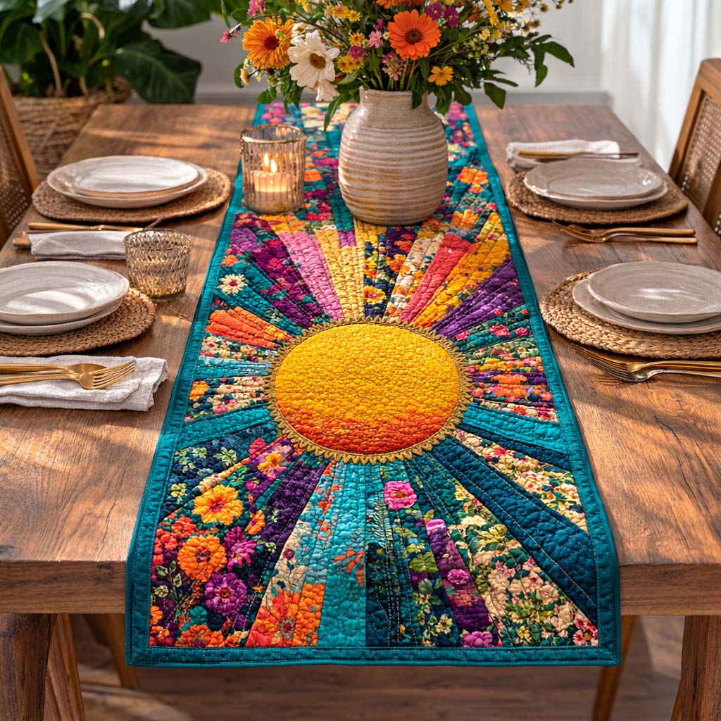Floral Sun Quilted Table Runner Dining Table Decor Ideas Useful Gift For Mother