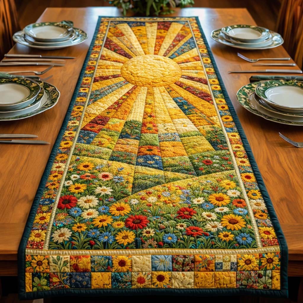 Floral Sunburst Quilted Table Runner Cool Table Runner Best Presents For Mothers