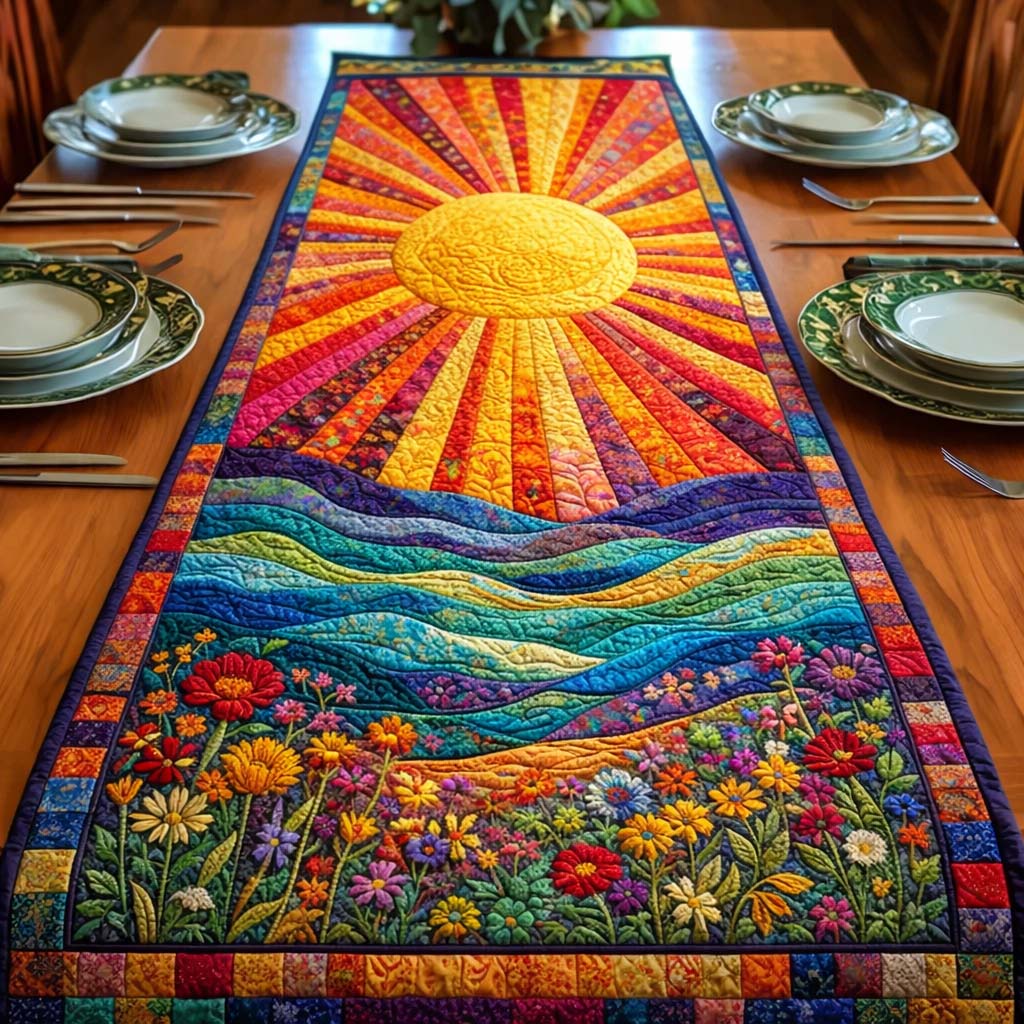 Floral Sunburst Quilted Table Runner Dining Room Table Runners Mother Present Ideas