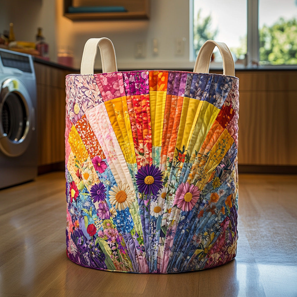 Floral Sunrise Quilted Laundry Basket Unique Laundry Hamper Ideas Mothers Birthday Present
