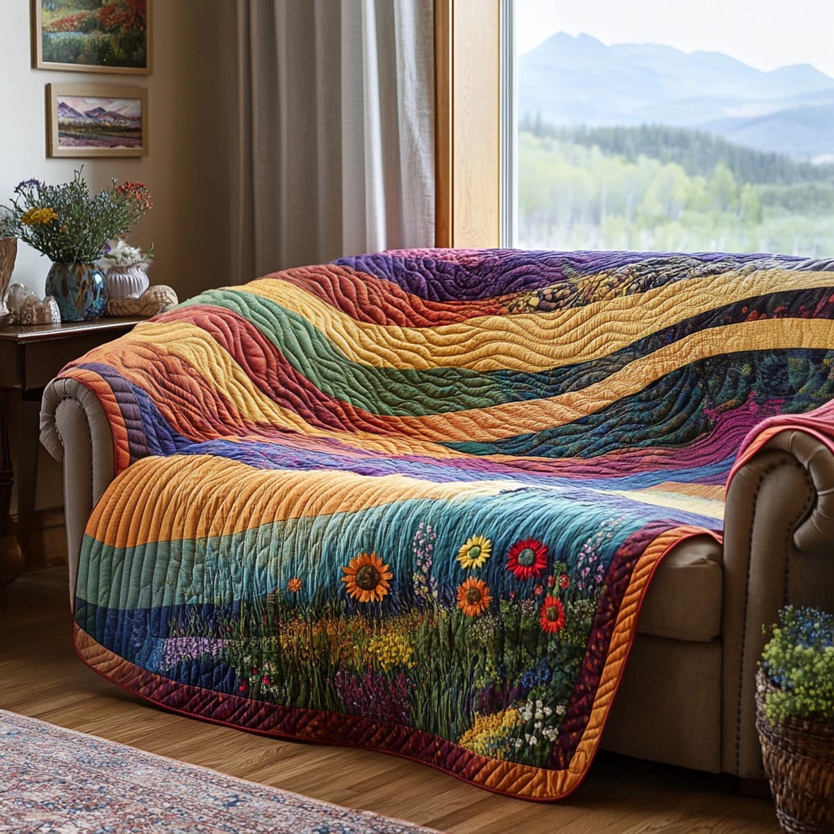 Floral Vista Quilted Sofa Cover The Best Couch Slipcovers Good Gifts For Dads