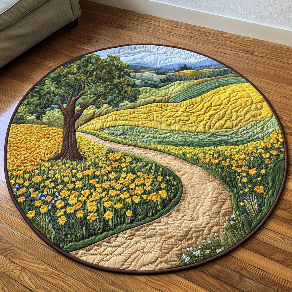 Floral Way Quilted Round Mat Living Room Decoration Good Mothers Day Gift Ideas
