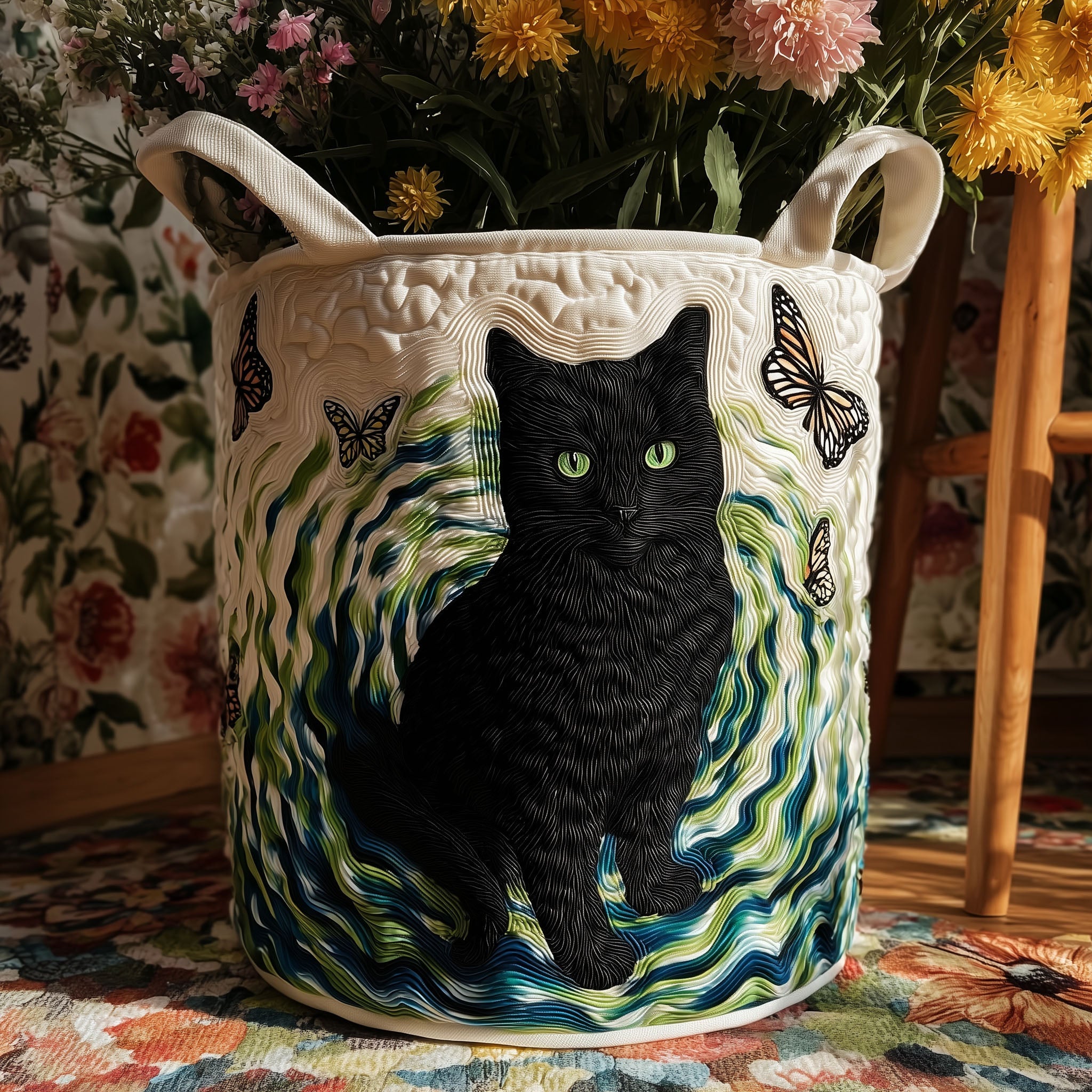 Floral Whisker Quilted Laundry Basket Farmhouse Laundry Hamper Good New House Gifts