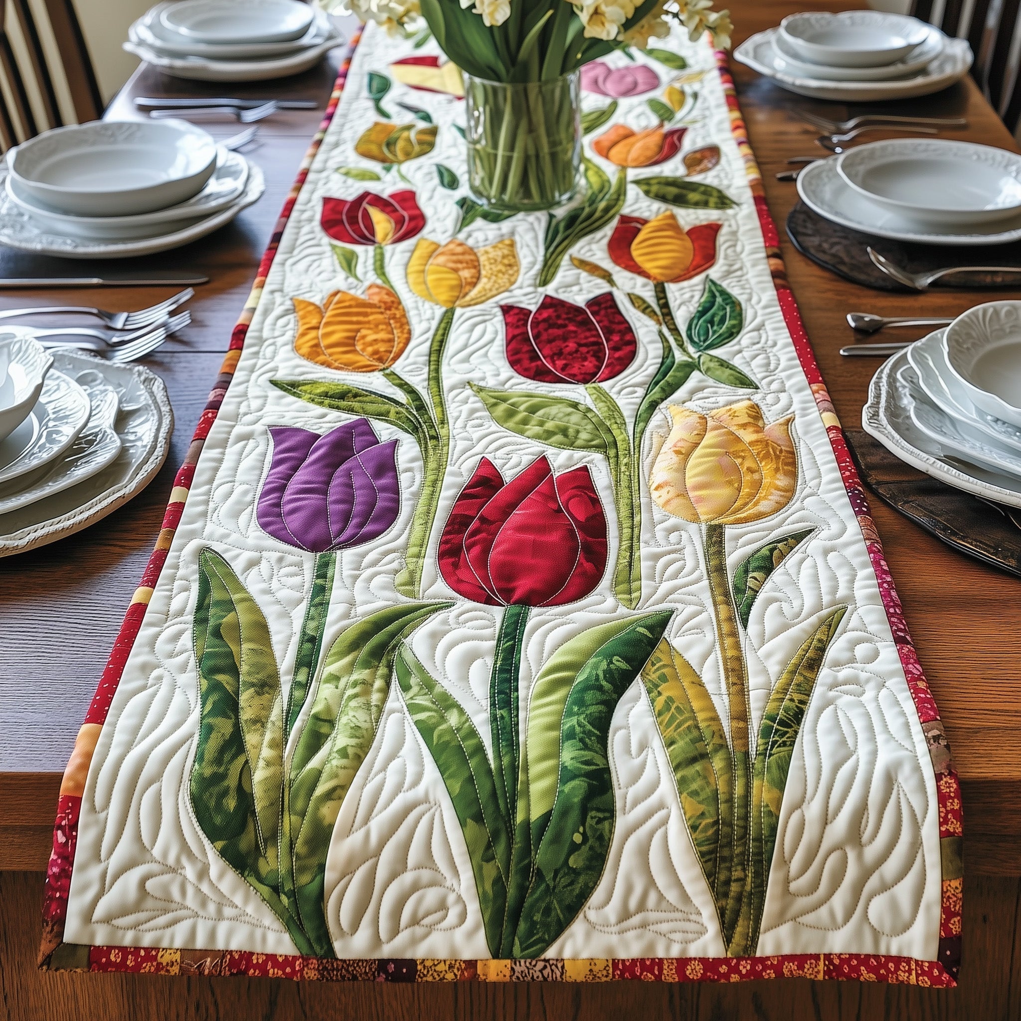 Floral Whispers Quilted Table Runner Dining Room Table Centerpieces Mother's Day Gift Ideas