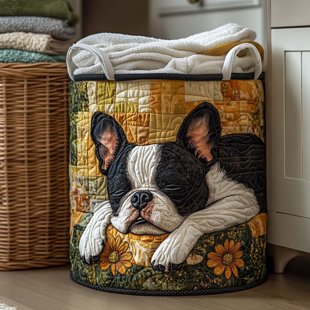 Flower Nap Quilted Laundry Basket Best Laundry Basket Gift For Dog Lover Woman