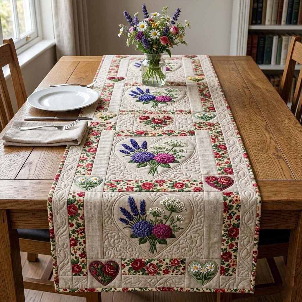 Flower Patchwork Quilted Table Runner Best Table Runner Gifts For Mom In Law