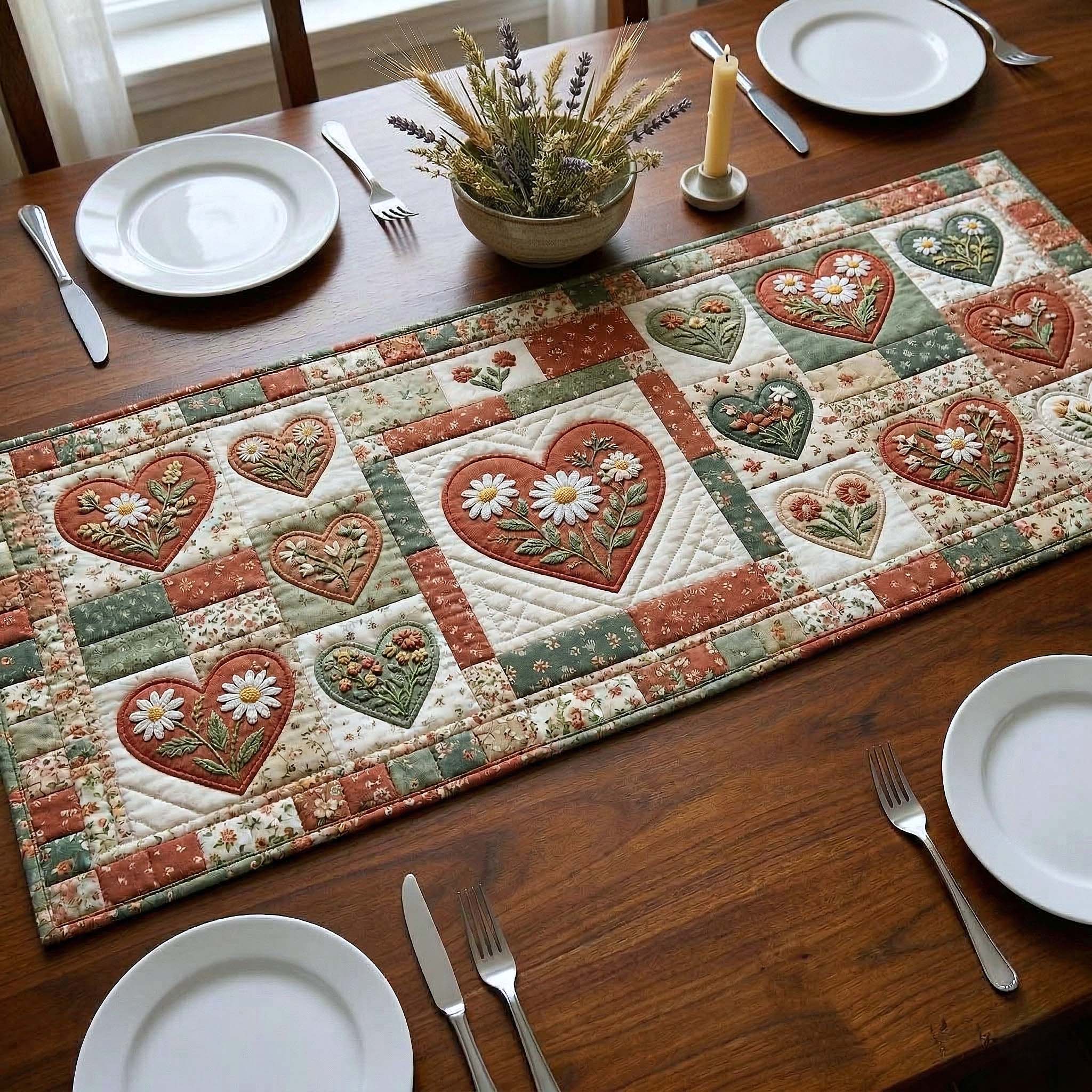 Flower Patchwork Quilted Table Runner Dining Room Runner Best Gifts For Mothers