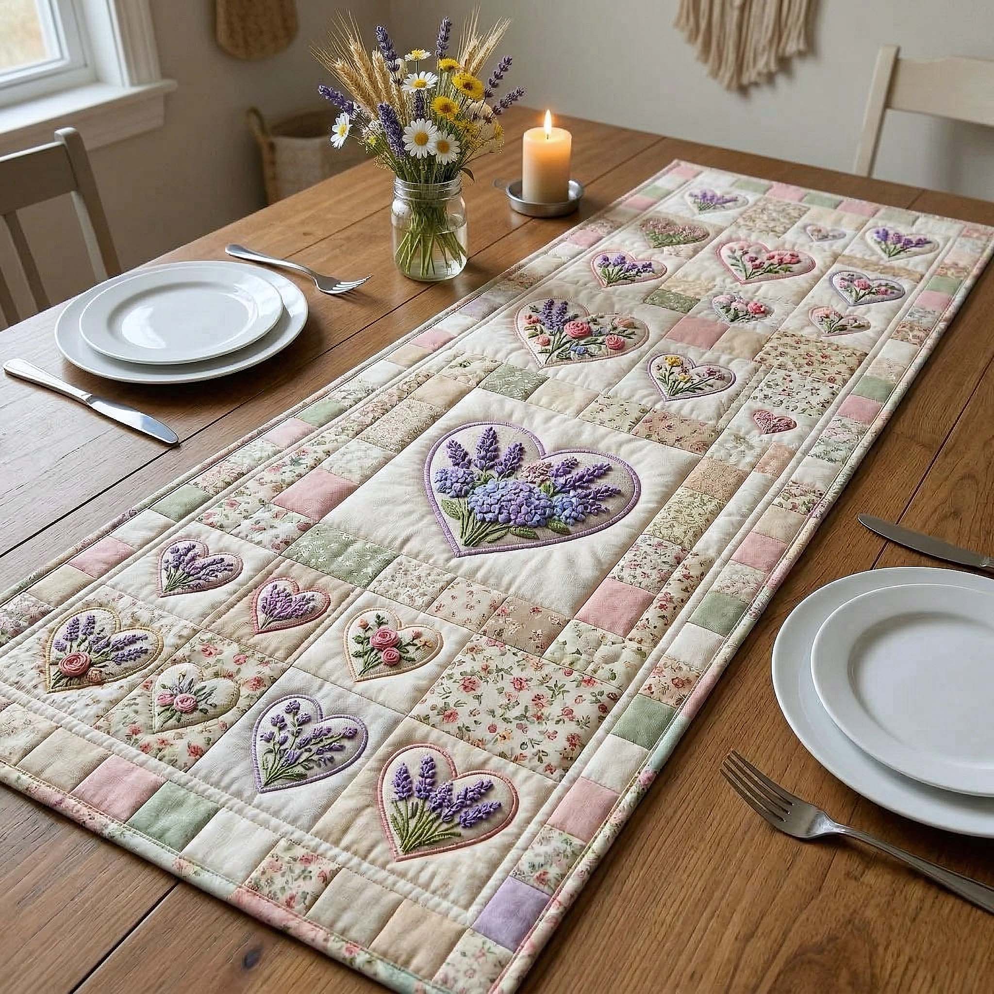 Flower Patchwork Quilted Table Runner Dining Room Table Toppers Nice Mother's Day Gifts