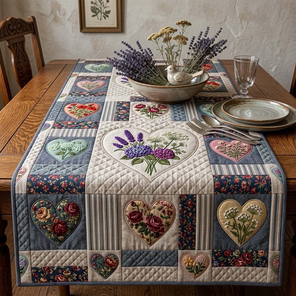 Flower Patchwork Quilted Table Runner Table Runners Long Gift Ideas For Your Mom