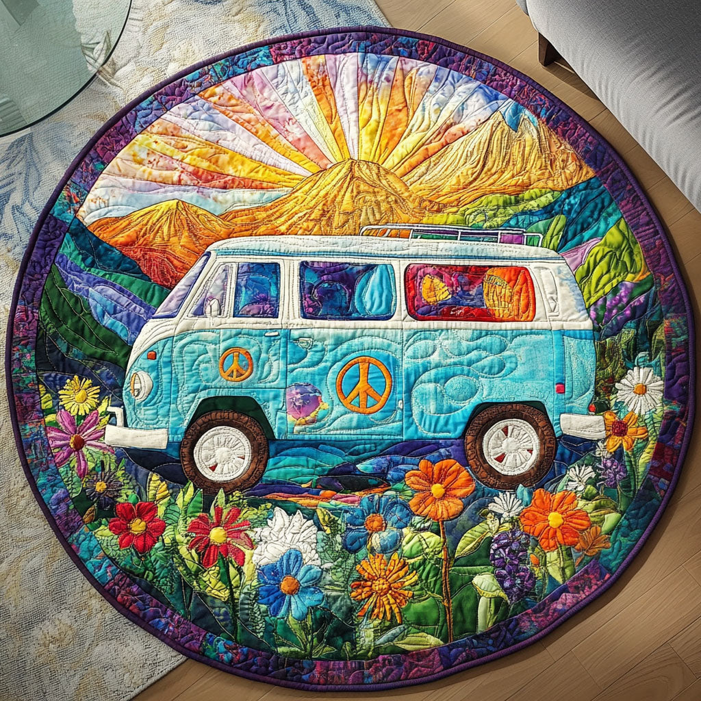 Flower Power Journey Quilted Round Mat House Decor Good Gifts For Your Mom