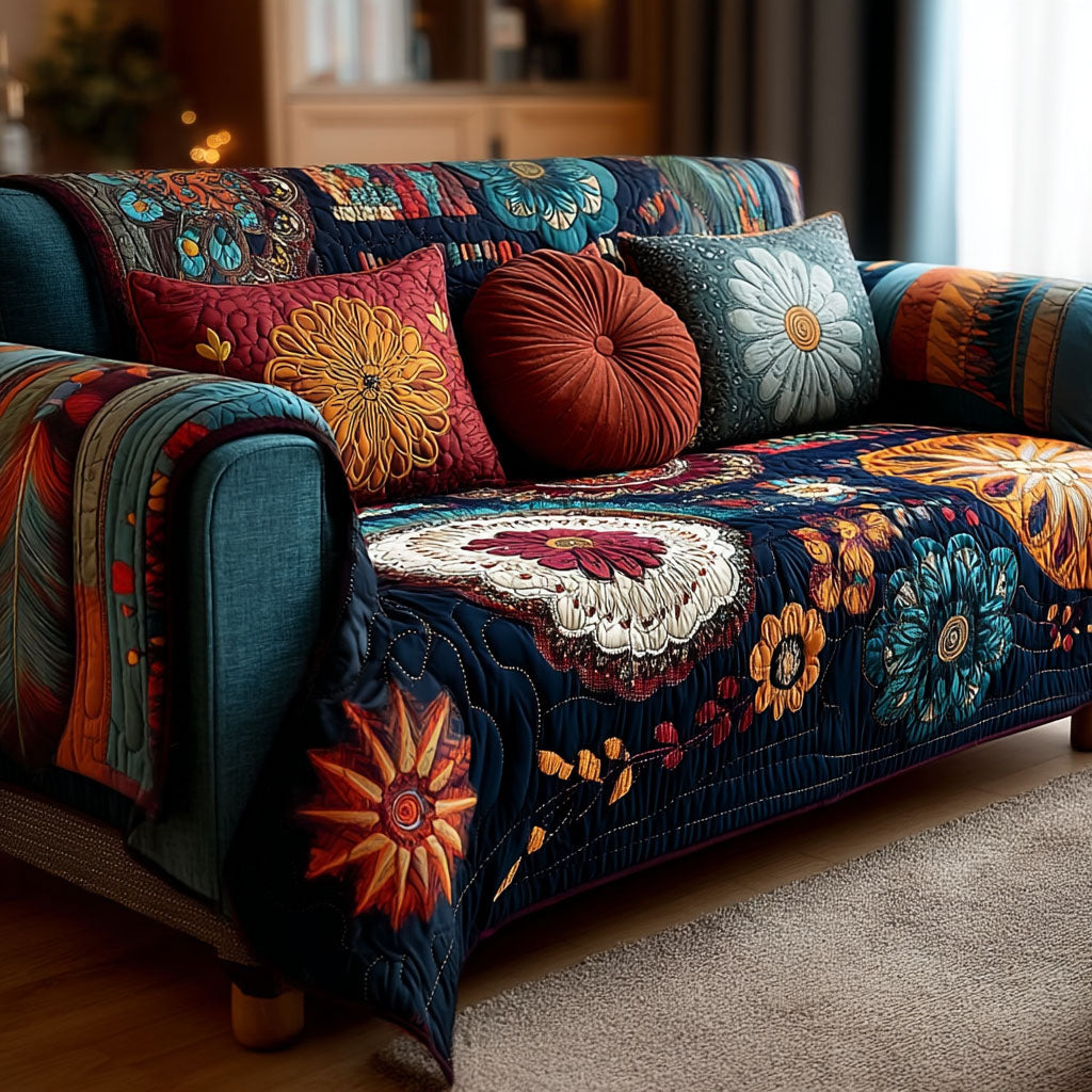 Flowerchild Muse Quilted Sofa Cover Couch And Loveseat Covers Gifts For Mom In Law