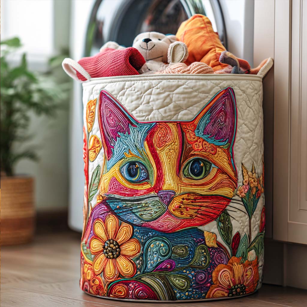 Fluffy Mischief Quilted Laundry Basket Best Foldable Laundry Basket Best Cat Gifts