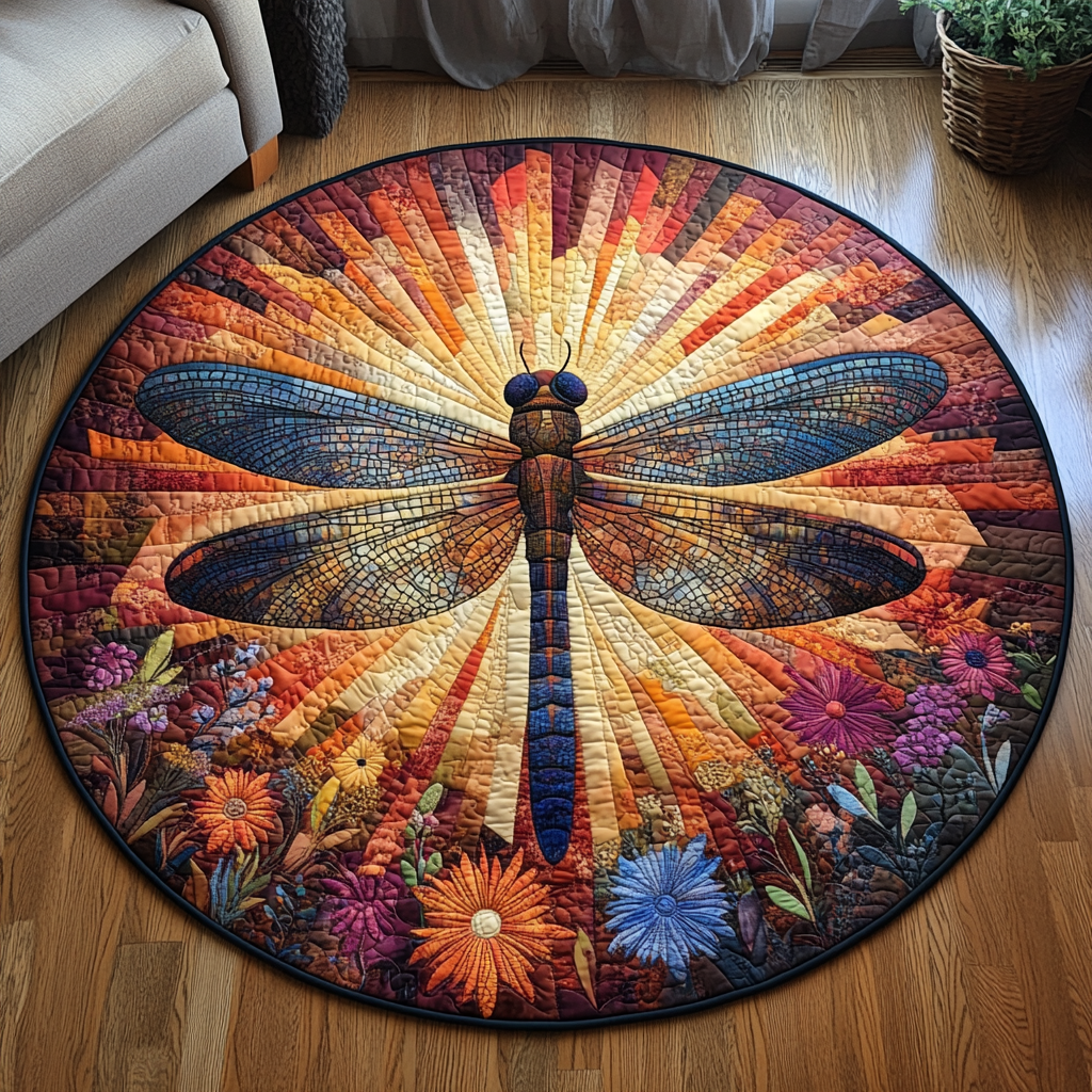 Fluttering Grace Quilted Round Mat Rug Round Dragon Presents For Men