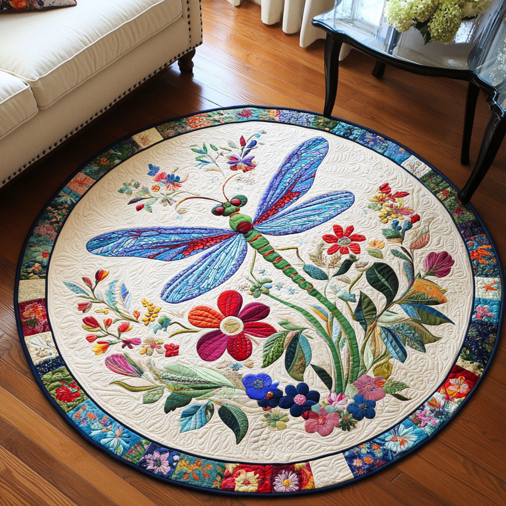 Fluttering Magic Quilted Round Mat Round Kitchen Carpet Dragon Gifts For Dad