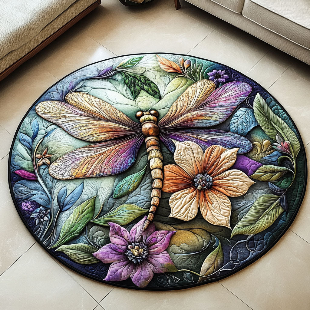 Fluttering Radiance Quilted Round Mat Best Round Rugs For Living Room Great Dragon Lover Gift Ideas
