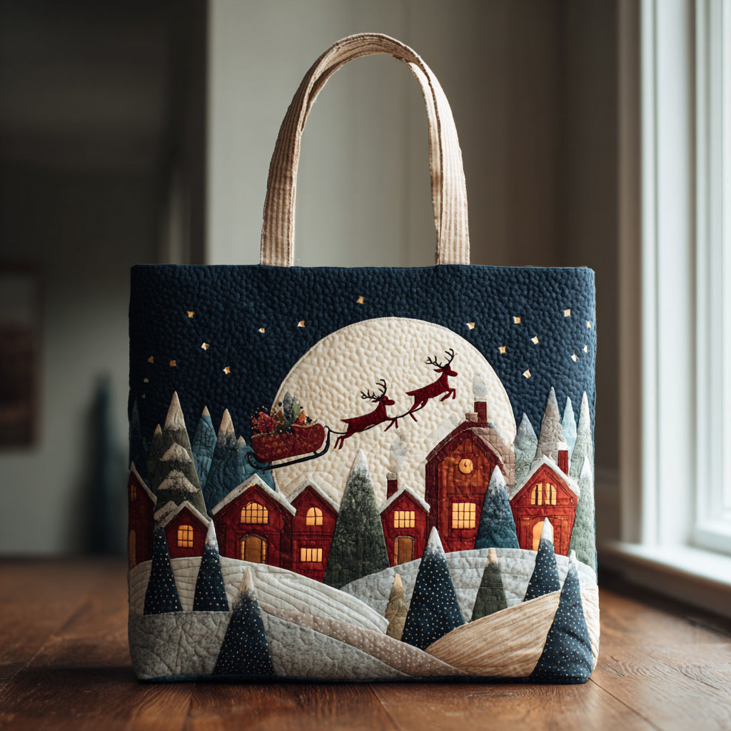 Flying Santa Claus Quilted Tote Bag Patchwork Tote Bag Christmas Gift Ideas For Mom
