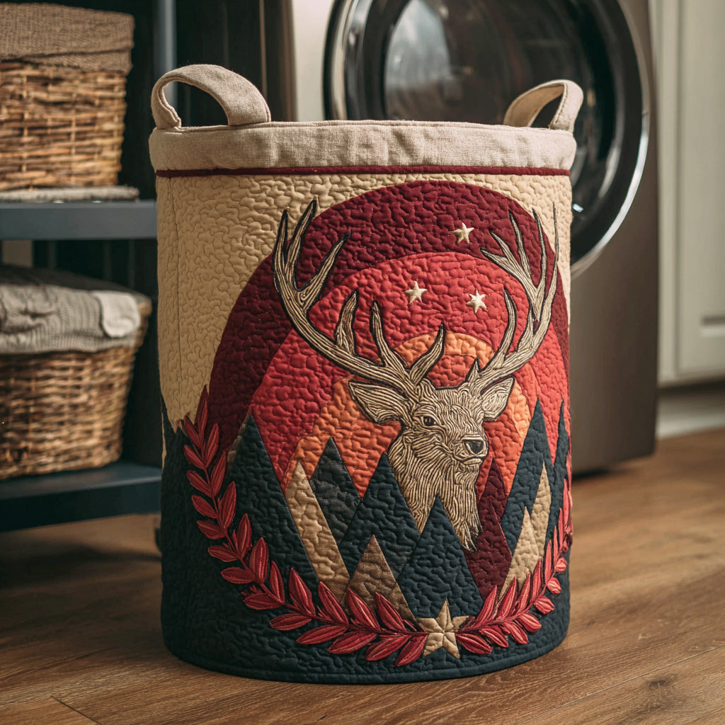 Forest Antler Quilted Laundry Basket Folding Laundry Hamper Dad Fathers Day Gifts