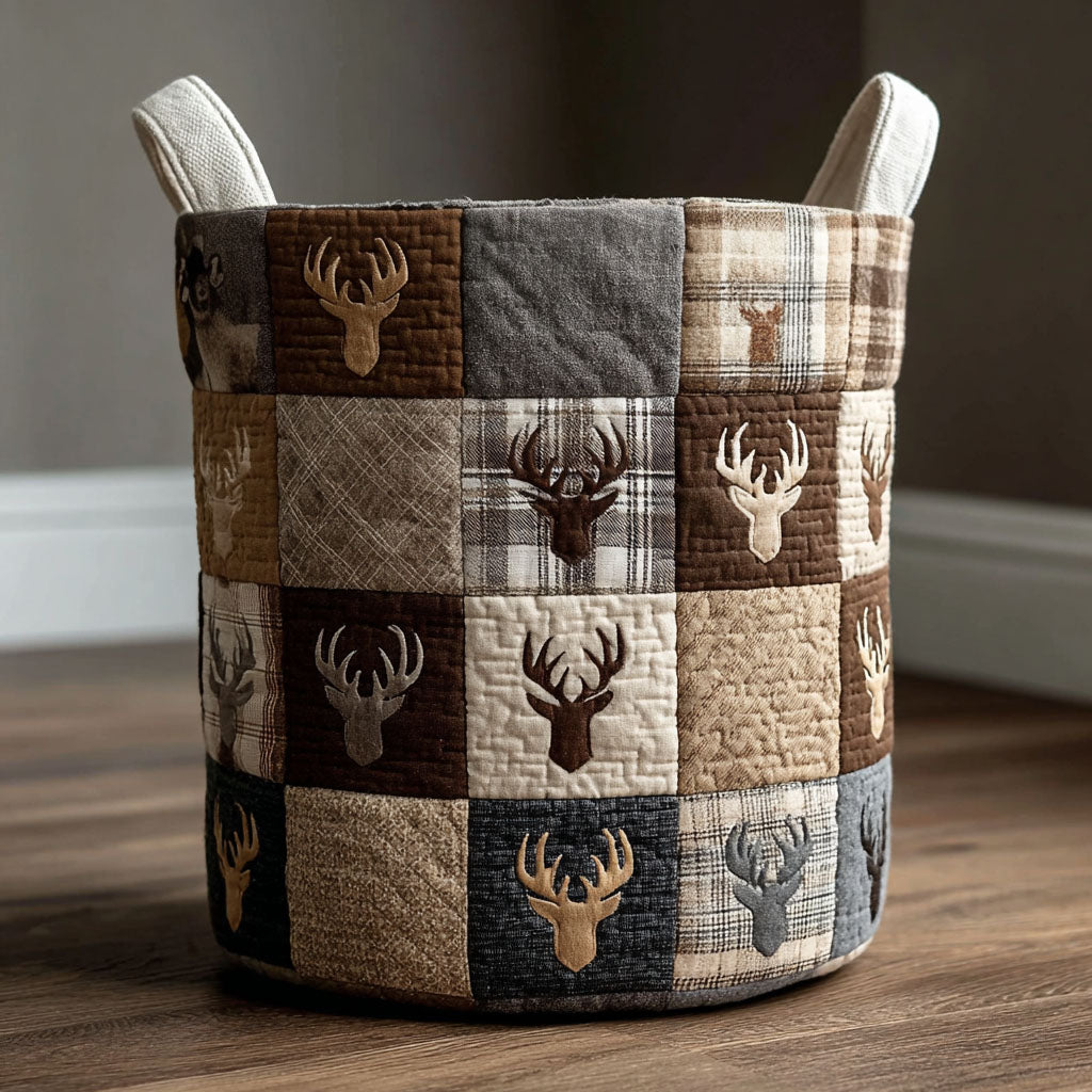 Forest Antlers Quilted Laundry Basket Unique Clothes Hamper Last Minute Father's Day Gifts
