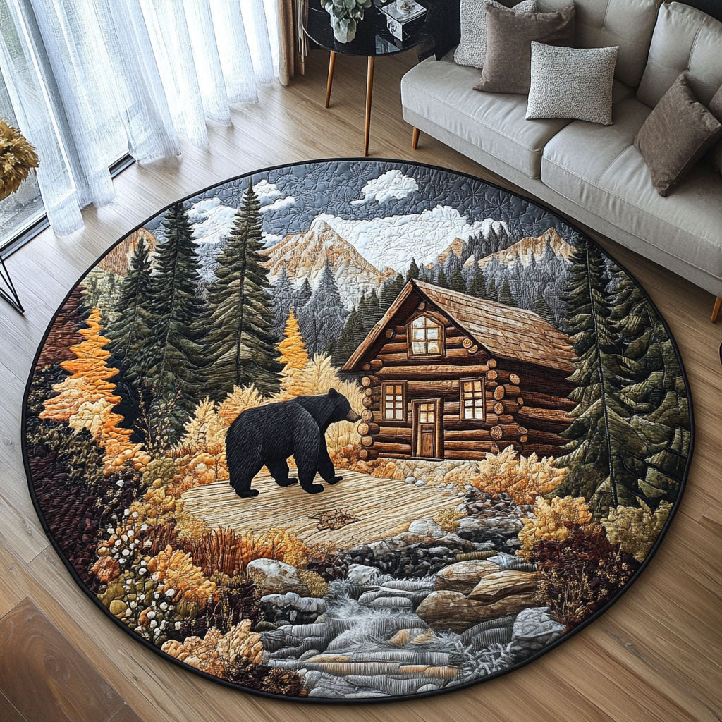 Forest Bear Lodge Quilted Round Mat Family Room Furniture Ideas Top Father's Day Gifts